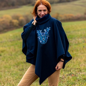 Szervető-jászsági poncsó - kék - ruha & divat - női ruha - poncsó - Meska.hu