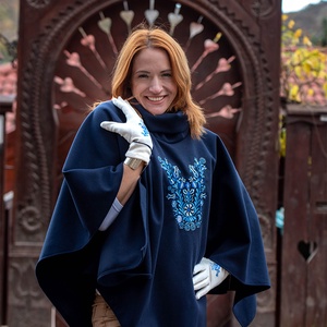 Szervető-jászsági poncsó - kék - ruha & divat - női ruha - poncsó - Meska.hu