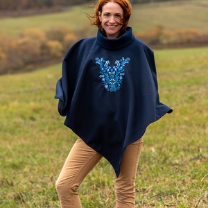 Szervető-jászsági poncsó - kék - ruha & divat - női ruha - poncsó - Meska.hu