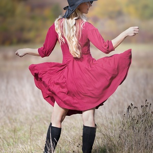 Kincső ruha Szervető-jászsági hímzéssel - vörös - ruha & divat - női ruha - ruha - Meska.hu