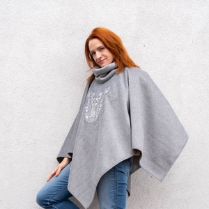 Szervető-jászsági poncsó - szürke - ruha & divat - női ruha - poncsó - Meska.hu