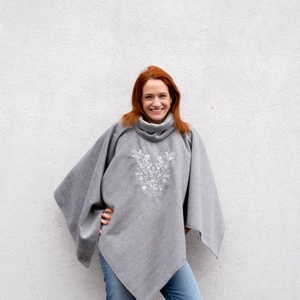 Szervető-jászsági poncsó - szürke - Meska.hu