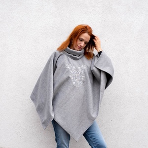 Szervető-jászsági poncsó - szürke - ruha & divat - női ruha - poncsó - Meska.hu
