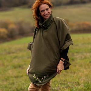 Szervető-jászsági tulipán poncsó - zöld - ruha & divat - női ruha - poncsó - Meska.hu