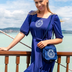 Dalma ruha Szervető-Fejér megyei hímzéssel - sötétkék - ruha & divat - női ruha - ruha - Meska.hu