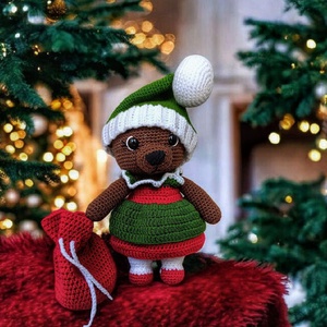 Horgolt Karácsonyi mackó , Játék & Sport, Baba & babaház, Baba, Horgolás, MESKA