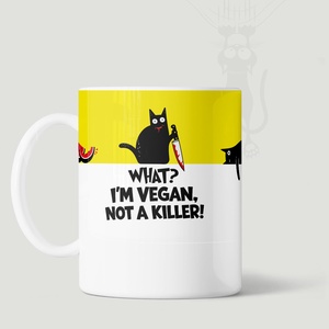 Poénos cicás bögre, vegán ajándékötlet, Otthon & Életmód, Konyhafelszerelés, tálalás, Tálalás, Bögre & Csésze, Fotó, grafika, rajz, illusztráció, MESKA