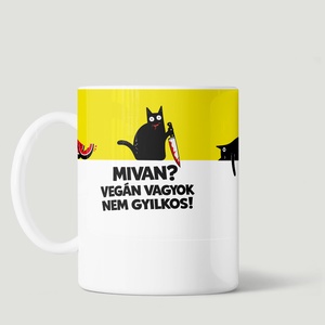 Poénos cicás bögre, vegán ajándékötlet - otthon & életmód - konyhafelszerelés, tálalás - tálalás - bögre & csésze - Meska.hu