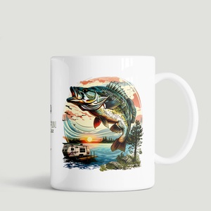 Horgász bögre � Fishing is fun! � Sporthorgász ajándék bögre, nemzeti színű dísszel - Meska.hu