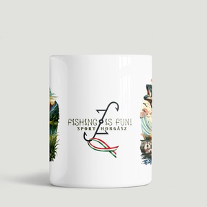 Horgász bögre � Fishing is fun! � Sporthorgász ajándék bögre, nemzeti színű dísszel - otthon & életmód - konyhafelszerelés, tálalás - tálalás - bögre & csésze - Meska.hu