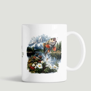 Horgász bögre hegyvidéki tájjal – „Fishing is fun!” feliratos ajándék Hobbi horgászoknak, Otthon & Életmód, Konyhafelszerelés, tálalás, Tálalás, Bögre & Csésze, Fotó, grafika, rajz, illusztráció, Van, akinek a reggel kávéval indul.
És van, akinek fejben már a vízparton.

Ez a különleges horgász..., MESKA