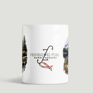 Horgász bögre hegyvidéki tájjal � Fishing is fun! feliratos ajándék Hobbi horgászoknak - otthon & életmód - konyhafelszerelés, tálalás - tálalás - bögre & csésze - Meska.hu