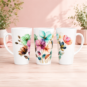 Pasztell virágos elegáns nagy latte bögre - Ruby - Meska.hu