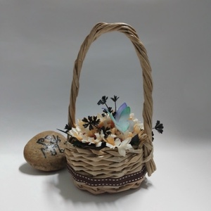 Selyem virág kosárban - otthon & életmód - dekoráció - asztal és polc dekoráció - asztaldísz - Meska.hu