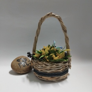 Selyem virág kosárban - otthon & életmód - dekoráció - asztal és polc dekoráció - asztaldísz - Meska.hu