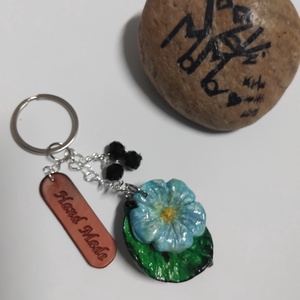 PoToDoRa � Kézműves agyagvirágos kulcstartó/táskadísz vintage dísztokban - táska & tok - kulcstartó & táskadísz - kulcstartó - Meska.hu