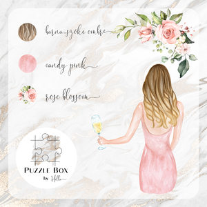Watercolor Tanúfelkérő / Koszorúslány felkérő PUZZLE Rose Blossom / rózsaszín virágos - esküvő - meghívó & kártya - koszorúslány felkérő - Meska.hu