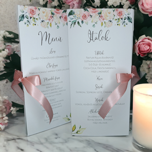 Rose Blossom esküvői menükártya  - esküvő - meghívó & kártya - menü - Meska.hu