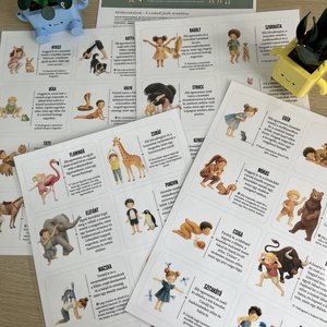 Állati mókás tornakártyák (fekvő névet) - 'Szia figyelem' - Digitális termék - baba - mama - baba játékok - mozgásfejlesztő játékok - Meska.hu