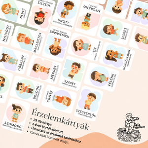 Érzelemkártyák - 'Szia figyelem' - Digitális termék, Játék & Sport, Készségfejlesztő és Logikai játék, Oktató játékok, Fotó, grafika, rajz, illusztráció, MESKA