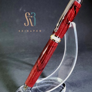 Egyedi rollerball . Bordó stabilizált  platánfával, Otthon & Életmód, Papír, írószer, Ceruza & Toll, Famegmunkálás, MESKA