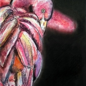 Flamingó - művészet - festmény - pasztell - Meska.hu