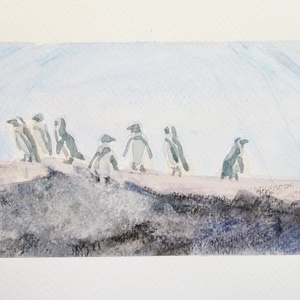 Pingvinek - művészet - festmény - akvarell - Meska.hu