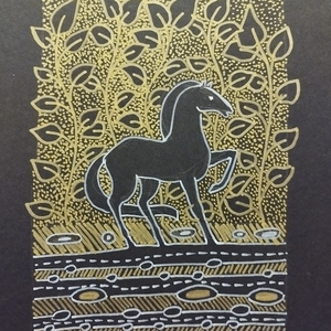 Ló aranyozott háttérrel - Meska.hu