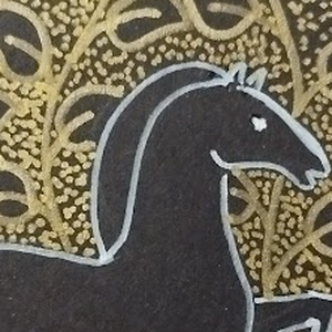 Ló aranyozott háttérrel - művészet - grafika & illusztráció - egyéb rajzok - Meska.hu