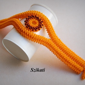 Napsárga barnával - fémmentes gyöngyfűzött karkötő, Ékszer, Karkötő, Gyöngyös karkötő, Ékszerkészítés, Gyöngyfűzés, gyöngyhímzés, MESKA
