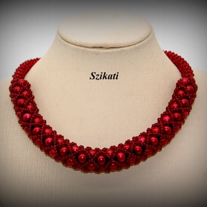 Piros gyöngyfűzött nyakék - ékszer - nyaklánc - gyöngyös nyaklánc - Meska.hu Piros gyöngyfűzött nyakék - ékszer - nyaklánc - gyöngyös nyaklánc - Meska.hu