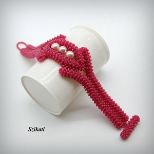 Mályva színű fémmentes gyöngyfűzött karkötő - ékszer - karkötő - gyöngyös karkötő - Meska.hu