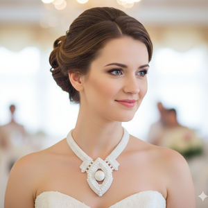 Fehér fémmentes gyöngyfűzött nyakék - ékszer - nyaklánc - gyöngyös nyaklánc - Meska.hu