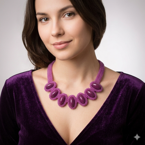 Lila fémmentes gyöngyfűzött nyakék - ékszer - nyaklánc - statement nyaklánc - Meska.hu