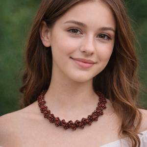 Barna gyöngyfűzött nyaklánc - ékszer - nyaklánc - gyöngyös nyaklánc - Meska.hu