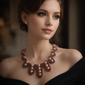 Lila gyöngyfűzött nyakék - Meska.hu