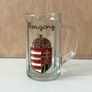 Kézzel festett magyar címeres üveg söröskorsó (Hungary) � hibátlan állapotban - Meska.hu