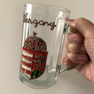 Kézzel festett magyar címeres üveg söröskorsó (Hungary) � hibátlan állapotban - otthon & életmód - konyhafelszerelés, tálalás - tálalás - sörös pohár és korsó - Meska.hu