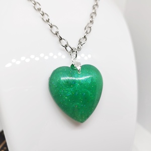 Smaragdzöld szív medálos nyaklánc  - ékszer - nyaklánc - medálos nyaklánc - Meska.hu