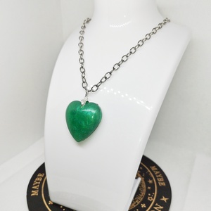 Smaragdzöld szív medálos nyaklánc , Ékszer, Nyaklánc, Medálos nyaklánc, Ékszerkészítés, MESKA