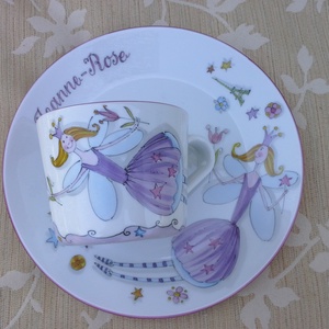 Tündéres mintával megfestett porcelán  gyermek étkészlet - otthon & életmód - konyhafelszerelés, tálalás - tálalás - tányér & étkészlet - Meska.hu