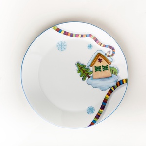 Téli mintával megfestett Kerekítőmanós porcelán gyermek étkészlet(jogdíjas) - otthon & életmód - konyhafelszerelés, tálalás - tálalás - tányér & étkészlet - Meska.hu