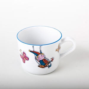 Tavaszi mintával megfestett Kerekítőmanós(jogdíjas) porcelán gyermek étkészlet - otthon & életmód - konyhafelszerelés, tálalás - tálalás - tányér & étkészlet - Meska.hu
