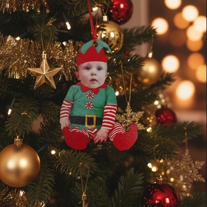 Fényképes manó dísz, Karácsony, Karácsonyi lakásdekoráció, Karácsonyfadíszek, Fotó, grafika, rajz, illusztráció, Famegmunkálás, MESKA