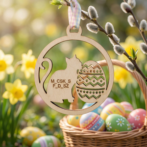 Vicces Húsvéti Macskás Fadísz - ünnepi díszek, dekorációk - húsvéti díszek és dekorációk - húsvéti tojásfadíszek - Meska.hu