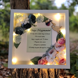 Bababejelentő kép  az örömhír stílusos, kézműves formában babavárásra, keresztelőre. Egy emlék, ami örökre megmarad - otthon & életmód - babaszoba, gyerekszoba - babaszoba kép - Meska.hu