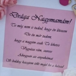 Rózsaszín Bababejelentő kép  az örömhír stílusos, kézműves formában babavárásra, keresztelőre. Egy emlék, ami örök - otthon & életmód - babaszoba, gyerekszoba - babaszoba dekoráció - Meska.hu