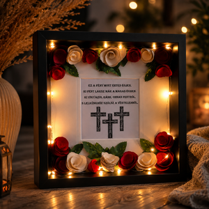 LED-es emlékbox háncsvirág díszítéssel � személyre szabott kegyeleti dekor - otthon & életmód - vallás - temetkezési tárgy - sírdísz, kegyeleti dísz - Meska.hu