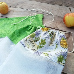 Ökozsák szett- zöld és levendulás - táska & tok - bevásárlás & shopper táska - zöldség/gyümölcs zsák - Meska.hu