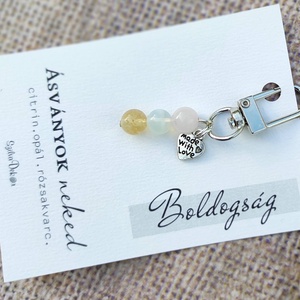 Boldogság - Ásványos kulcstartó vagy táskadísz, Otthon & Életmód, Dekoráció, Spiritualitás, Ásványok, Ékszerkészítés, MESKA